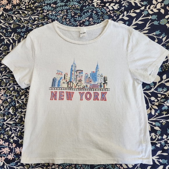 Re/Done Tops - RE/DONE Classic Tee NY Skyline Size Large